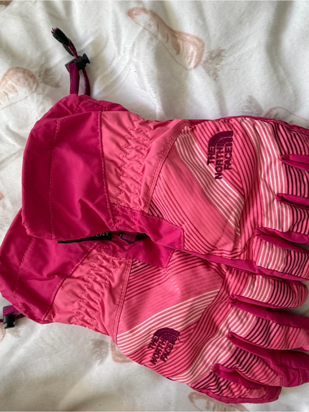 The North Face Pink Striped Insulated Gloves